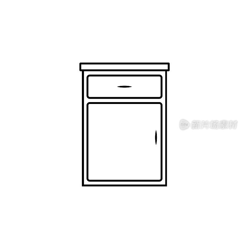 Nightstand flat icon. Element of furniture for mobile concept and web apps icon. Outline, thin line icon for website design and development, app development